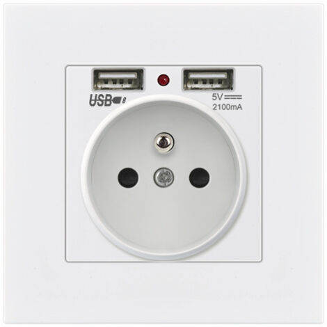 Enchufe con 2 Puertos USB 5V 2.1A – Toma Empotrable USB