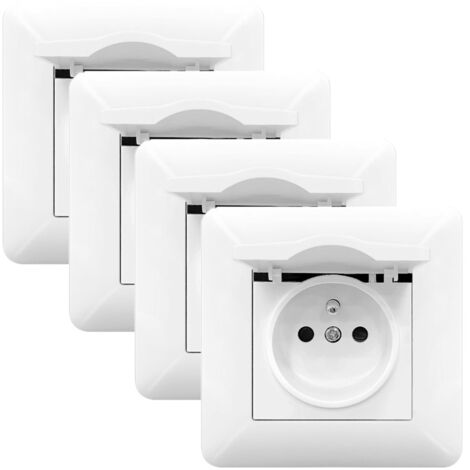 Pack 4 Enchufe Empotrable 16A 240V con Tapa Blanco – Toma de Corriente (1/5)