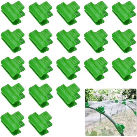 Clips para invernadero, set de 40 unidades, 8 mm, para clips de plástico en túnel, color verde, para invernadero, jardín, verduras, frutas (1/5)