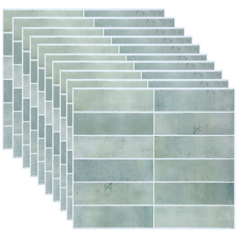 Pegatinas para azulejos, set de 10 unidades, acabado piedra, autoadhesivas, para cocina y baño, de 29 x 23 cm, panel de revestimiento de pared 3D para DIY (1/5)