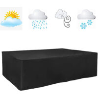 Funda protectora para muebles de jardín 213 x 132 x 74 cm, de Oxford 210D, color negro, para mesa de jardín rectangular, cubierta impermeable, resistente al viento, a los rayos UV y al frío para mesas