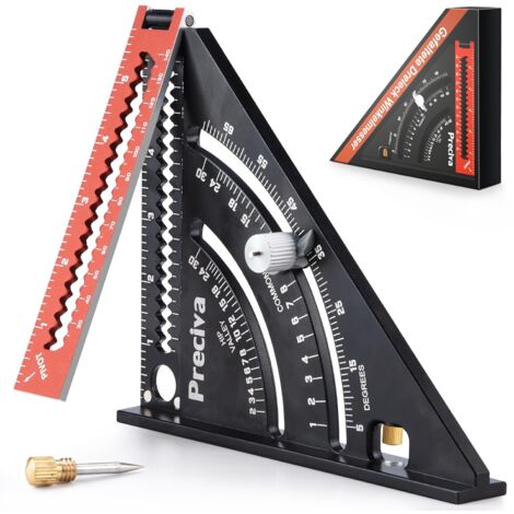 Dpzo – Équerre combinée pliante en aluminium 317mm – Pour menuiserie et construction – Angle 45°/90° – Aiguille à tracer intégrée