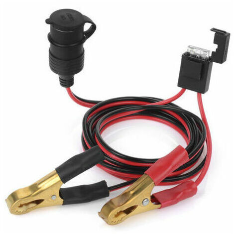 Aiperq – Prise allume-cigare femelle 12V 24V – Câble de charge 2 pieds avec pinces crocodile – Fusible 25A pour sécurité accrue