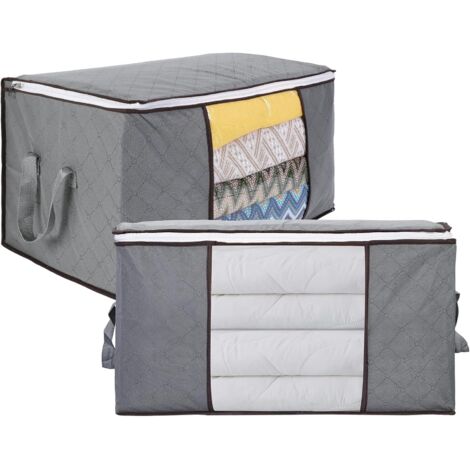 Dpzo – Sac de rangement sous lit 2PCS 90L – Tissu non tissé résistant à l'humidité – Dimensions 60x44x35cm – Poignée renforcée pour literie et vêtements - 60x44x35CM-INHHUB