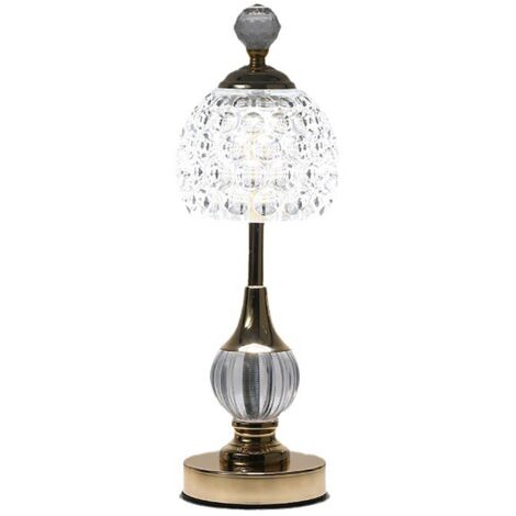 Lampe de table en cristal sans fil - 3 couleurs - Lampe de table LED vintage - Lampe de table LED sans fil - Lampe de table sans fil - Lampe de table à batterie - Intensité variable [Classe énergétiqu