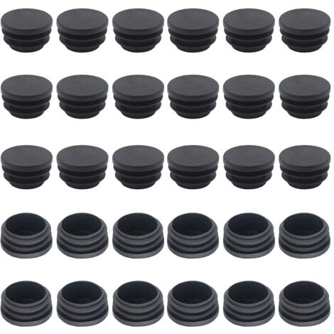 Beijiyi – Lot de 50 bouchons ronds en plastique noir 25 mm – Pour tuyaux en acier, tables et chaises – Protection des sols et réduction du bruit
