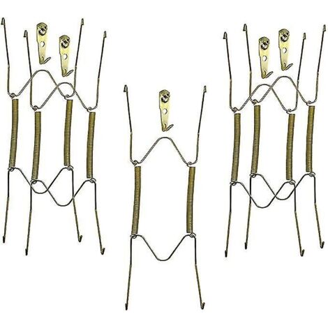 Crea – Supports d'assiettes muraux – Paquet de 5 – Pour assiettes de 7 à 9 pouces – Crochets d'installation inclus – Métal plaqué or