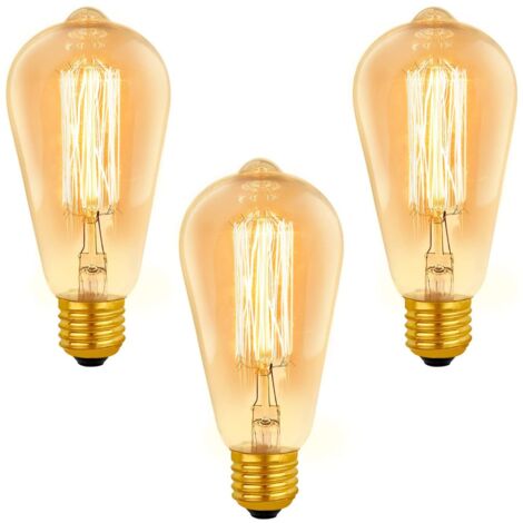 Beijiyi – Ampoule E27 vintage ST64 dimmable 40W – Blanc chaud 2200K, 400lm – Verre ambré, éclairage décoratif – Lot de 3
