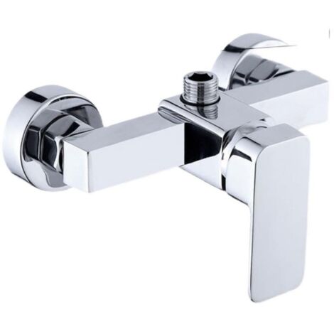 Robinet de douche mural chromé moderne avec mitigeur de douche chaude et froide