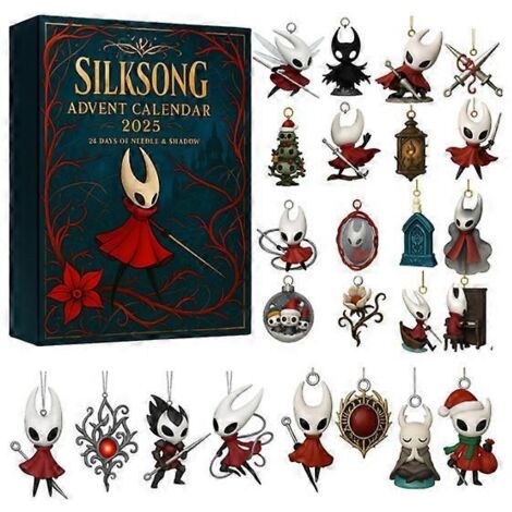 Crea – Calendrier de l'Avent Hollow Knight Silksong – Décoration d'arbre de Noël en acrylique – 24 fenêtres surprises – Ambiance festive (1/5)