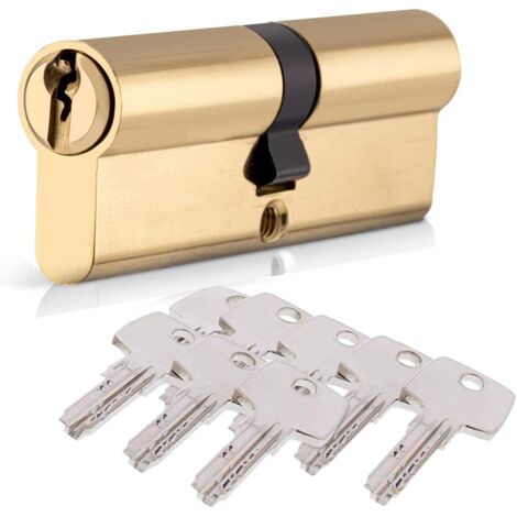 Jusch – Cylindre de serrure 80mm – Protection anti-choc, anti-perçage, anti-crochetage – 8 clés incluses – Pour portes en bois, métal, UPVC