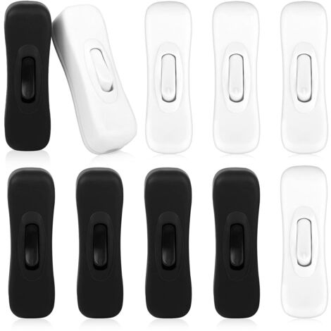 Lot de 10 interrupteurs intermédiaires interrupteur de lampe interrupteur de cordon 2 A noir interrupteur en ligne interrupteur de cordon blanc interrupteur intermédiaire pour petit appareil lampe LED (1/5)