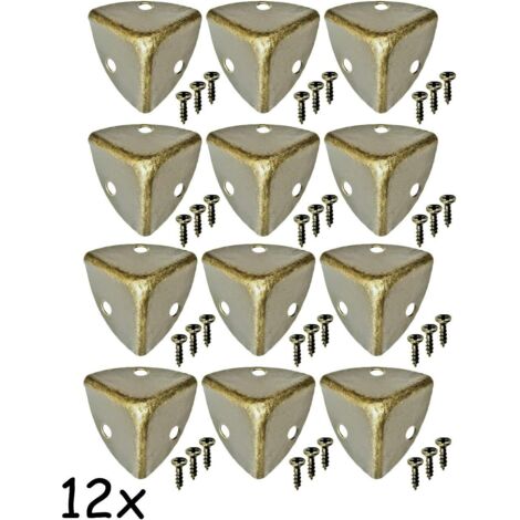 Coins de protection en laiton vieilli pour meubles et étagères – Lot de 12 avec vis, finition vintage élégante et arrondie
