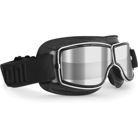 Lunettes Vintage Moto Lunettes Aviateurs Cuir Noir pour Casques (1/5)