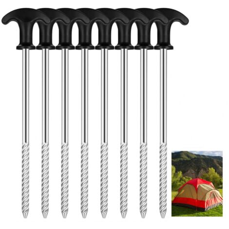 8 Pcs Piquets de Tente, Piquet de Tente a Visser, 21 cm Piquet Ancrage Sol, Piquets de Camping Robustes en Métal, Piquet de Fixation au Sol pour Tente Bâche Jardin Camping (1/5)
