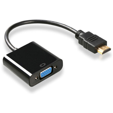 1PC Noir Adaptateur HDMI vers VGA Adaptateur convertisseur mâle vers Fem 1080P pour Tablette PC Portable (1/5)