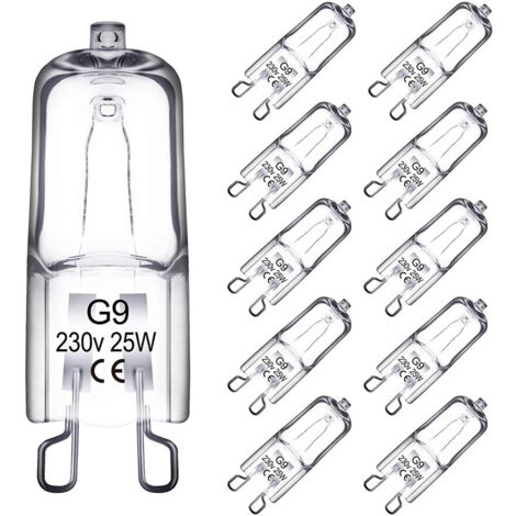 10 Pack Ampoule Halogene G9, Ampoule G9 25W 230V, Intensité Variable, LampeHalogene G9,43mm (1/3)