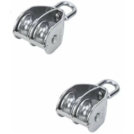 2Pcs Double Poulie Bloc M20 Poulie Fixe En Acier Inoxydable Double Roue De Levage Poulie pour Câble (1/5)