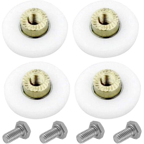 Rouleau De Porte Coulissante, 4 PCS Rouleaux De Douche, Coureurs De Douche, Rouleau Roulette Roue pour Porte de Douche Roulettes Coulissantes Porte Roue de Remplacement(20MM) (1/5)