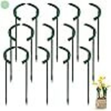 SHINING HOUSE15 Pcs Piquets de Support pour Plantes Tuteurs pour Plantes Demi-Ronds Support de Cage pour Plantes Anneau de Support de Plante de Jardin Réglable pour Légume Plante Fleur (25 14cm), Ver (1/5)