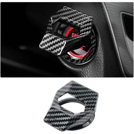 SHINING HOUSE Couvercle de Bouton D'arrêt du Moteur, Bouton de Commutateur D'arrêt de Démarrage de Moteur de Voiture, Auto Adhésif Décoration de Commutateur de Moteur de Voiture (Fibre Carbone) (1/5)