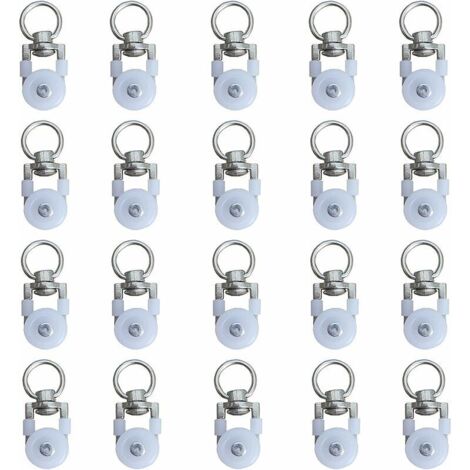 20pcs Rouleaux de Rail de Rideaux,Rouleaux de Rail,Rouleaux de Tringle à Rideaux GlissièRes,Poulie Silencieuse,Rail de Rideaux FenêTre Double Rail Rouleau,pour Rails de Rideau de Windows