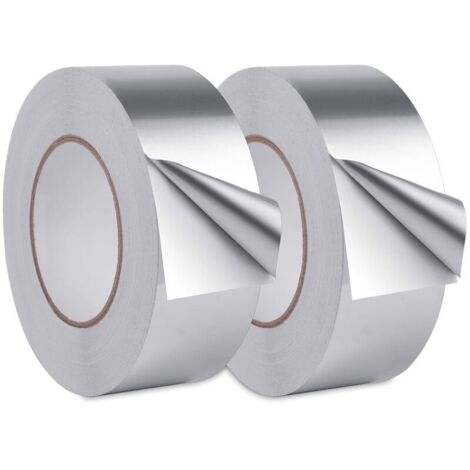 Ruban Adhésif Aluminium,Aluminium Bande d'étanchéité, scotch aluminium etanche, Pour cuisine, salle de bain, électricien, surface métallique, 20m30mm (2 rouleaux, argent)