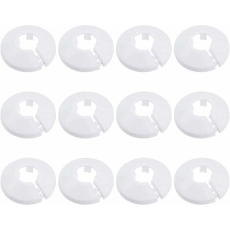 12 Pcs Cache Tuyau, Cache Tuyau Plomberie Collier Radiateur, Manchon Radiateur pour Tuyau Rosace Ronde Blanche Diamètre de 15 mm (Blanc)