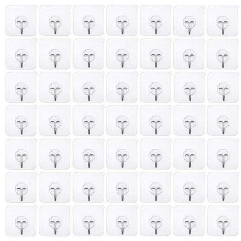 Serbia – Lot de 50 crochets adhésifs transparents sans perçage – Fixation résistante jusqu'à 6 kg – Pour murs lisses cuisine et salle de bain (1/5)