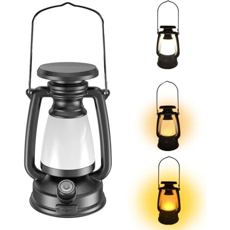 Extérieur LED Retro Solaire Camping Lumière, Éclairage mobile rechargeable, Lumière blanche, Lumières jaune, Lumières chaude, Lampe à cheval multifonctionnelle à luminosité réglable 3 modes. (1/5)