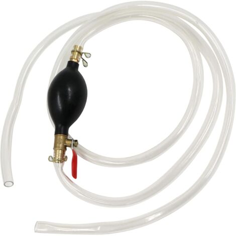 Tinor – Pompe manuelle de transfert liquide 2m – Tuyau en plastique élastique – Pour essence, diesel, huile et eau – Valve on-off