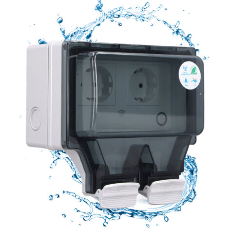 Prise électrique extérieure étanche IP66 à clapet Wifi prise intelligente Type 86 SNW-2SR Etanche Murale avec Couvercle de Protection 16A prise UE 110-250V (1/5)