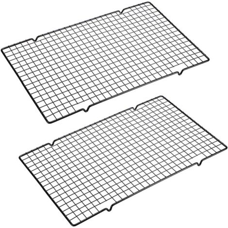 Lot de 2 grilles de refroidissement de cuisson, 25,4 x 40,6 cm, grille de refroidissement résistante au four en fil métallique antiadhésif pour rtir et cuire au four (1/5)