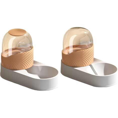 2Pièces Distributeur Croquettes et Eau Automatique pour Chat Chien, Ensemble 2 en 1 Mangeoirs et Abreuvoirs pour Animaux Domestiques Capacité 2L (Orange) (1/5)