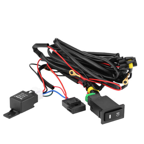Kit universel de relais de fusible de faisceau de câblage d'interrupteur marche/arrêt de phare antibrouillard LED de voiture universel 12V (1/5)
