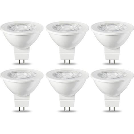 Lot de 6 ampoules LED GU5.3 MR16 5 W Blanc chaud non dimmable, 220 V [Classe énergétique G] (1/5)