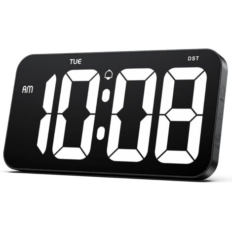 Sunxury – Horloge murale numérique 10,2 cm – Affichage 12/24 heures – Fonction heure d'été – Gradation automatique – Pour salon et bureau