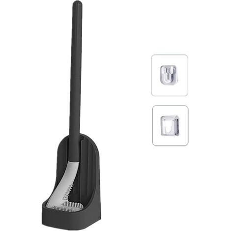Manyao Brosse Toilette Silicone, Brosse WC Murale Balayette WC Silicone Brosse a Toilettes WC avec Support à séchage Rapide pour Toilette de Salle de Bain (Le Noir)