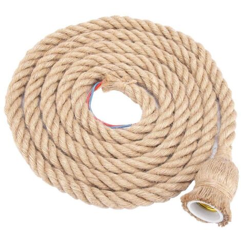 Câble en chanvre vintage 1,5m Base E27 pour suspension rétro Compatible avec ampoules E27 Installation rapide (1/5)