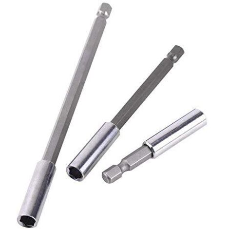 3pcs 1/4" 60/100/150mm Perceuse Électrique Tournevis Embout Hexagonal Titulaire de Bits Extension Bar Porte-Bit Foret Magnétique Outil de la Tige (1/5)