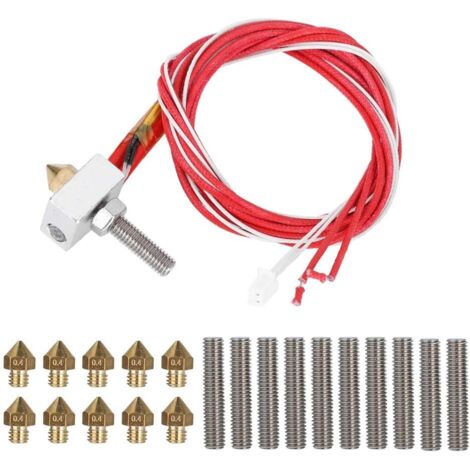 Kits Accessoire Imprimante 3D Bloc de Chauffage + 10pcs Buse d'imprimante 3D 0,4 mm + Gorge de Tuyau pour MK8, Anet A8, Alunar M508, CR7, V2 (1/5)