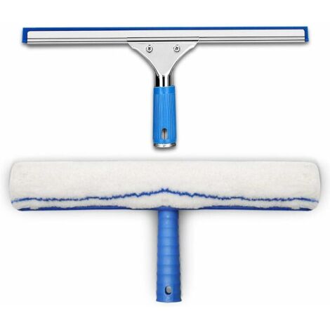 Trimec – Kit de nettoyage de fenêtres professionnel – Raclette à vitre 35 cm – Chiffon microfibre doux – Élimine les taches tenaces efficacement