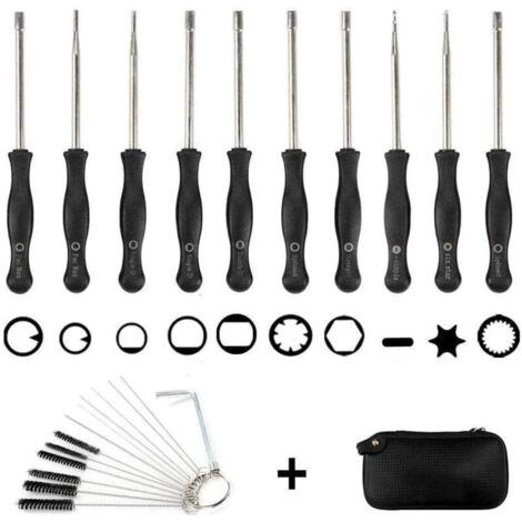 Jeu de 10 tournevis carburateur + sac EVA + brosse de nettoyage, jeu d'outils pour le réglage du carburateur Outil tournevis pour carburateur--TRIMEC (1/5)