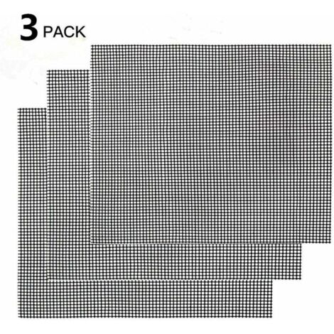 Grille de barbecue,Grille Barbecue Tapis de Cuisson Antiadhésif 3 Pièces - Feuille de Cuisson Réutilisable Résistante à la Chaleur de Gril, pour Le Barbecue D'intérieur et Extérieur (Noir, 42 (1/4)