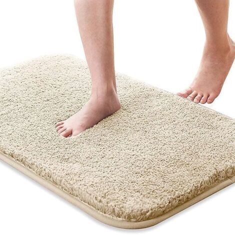 Tapis de bain, tapis de bain absorbant et antidérapant, tapis de bain doux et agréable pour la peau, tapis de bain lavable, 50x80 cm, (beige) (1/5)