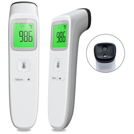 Thermomètre frontal, thermomètre sans contact pour adultes et enfants, thermomètre frontal avec écran LCD, thermomètre interne avec alarme de fièvre et fonction de rappel de mémoire.