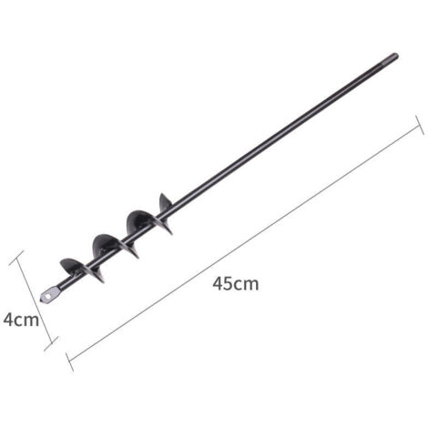 Perceuse, perceuse de sol pour l'installation de clôtures, perceuse à main, petite perceuse à barre de torsion, accessoires de jardin, ameublissement de plantation de fleurs (noir - diamètre 4 cm x lo (1/5)