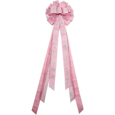 Nœuds en forme de flocons de neige pour sapin de Noël, 33 x 113 cm, nœuds en toile de jute, décoration de fête de Noël pour intérieur et extérieur, dîner de Noël, cheminée (1/4)