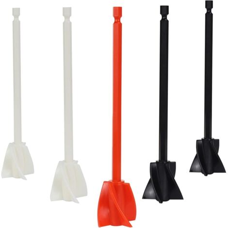 Mélangeur peinture 5PCS，mélangeur en résine époxy accessoire mélangeur époxy(35mm165mm) pagaie de mélange multi pour Perçage de Peinture Époxy Mélange d'Époxyde (rouge,Blanc, Noir)