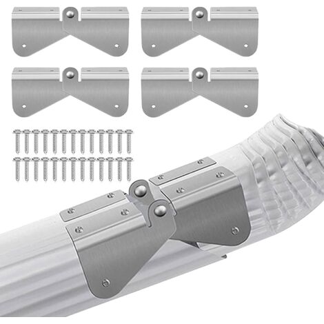 Lot de 4 charnières d'extension de gouttière en acier inoxydable, charnières rabattables avec vis de fixation, installation facile sur descente de gouttière rectangulaire ou carrée (1/5)